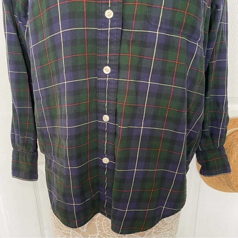 Brooks Brothers flannel button down shirt plaid green purple red size Small - Picture 12 of 12